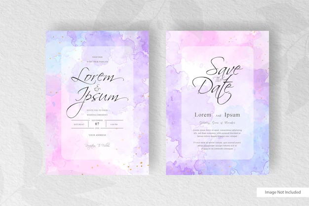  Abstract watercolor wedding invitation card template