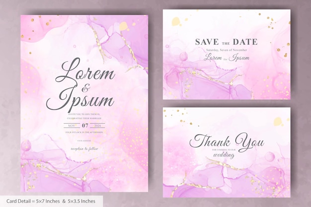 Abstract watercolor wedding invitation card with pastel color and colorfull fluid art painting Premi