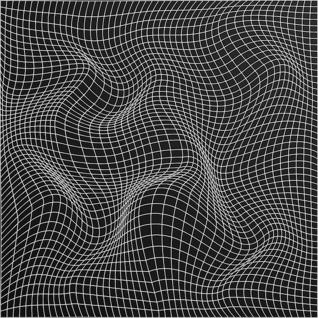 Premium Vector Abstract Wavy Grid Isolated On Black Background