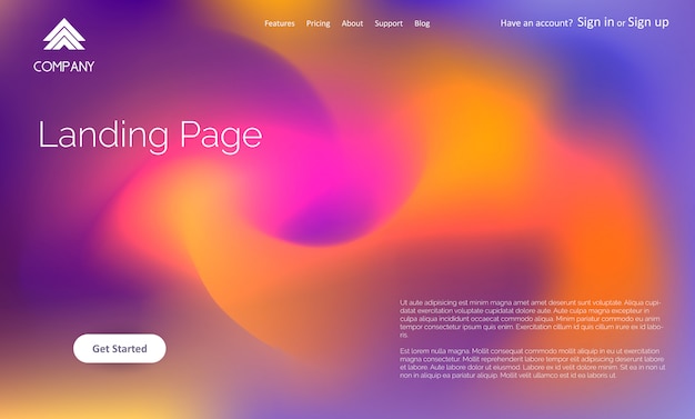 Abstract website landing page template design Free Vector