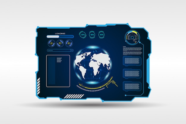 Abstract world map digital frame tech sci fi background Premium Vector