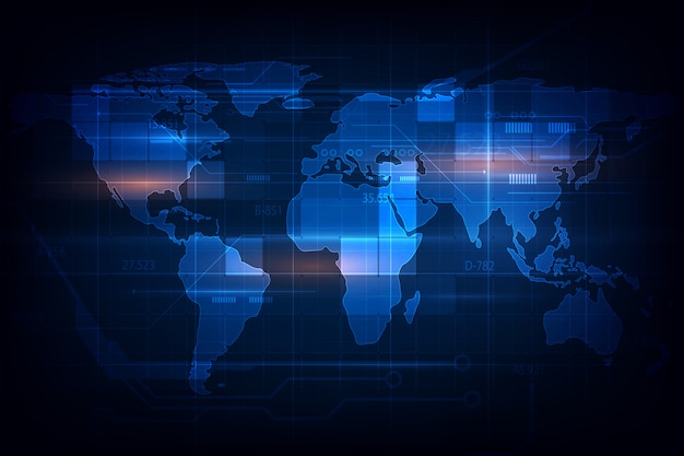 抽象的な世界地図デジタルテクスチャパターン技術革新の背景 プレミアムベクター