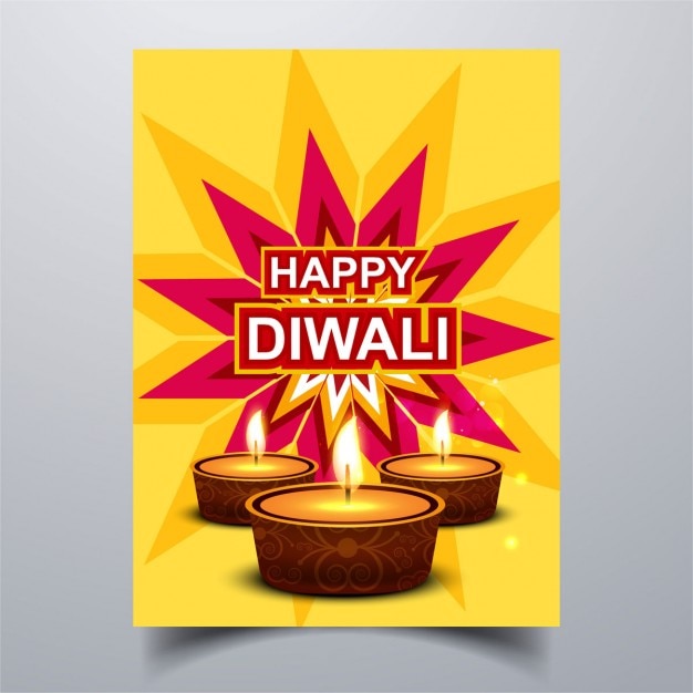 Abstract yellow diwali card Vector | Free Download