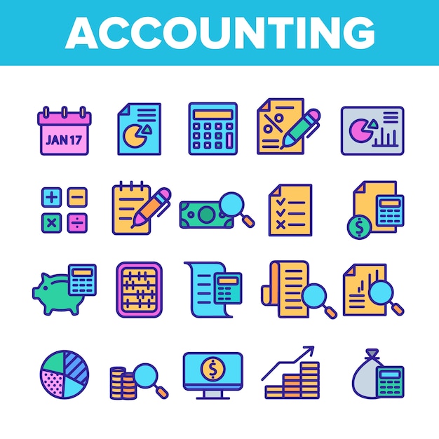 Premium Vector Accounting Elements Icons Set