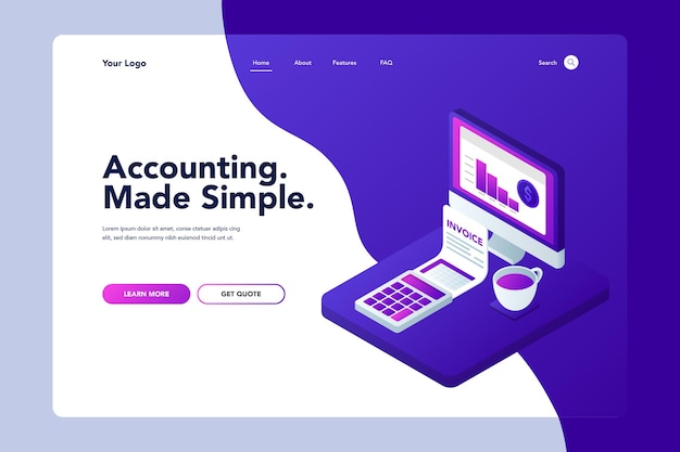 Premium Vector Accounting landing page