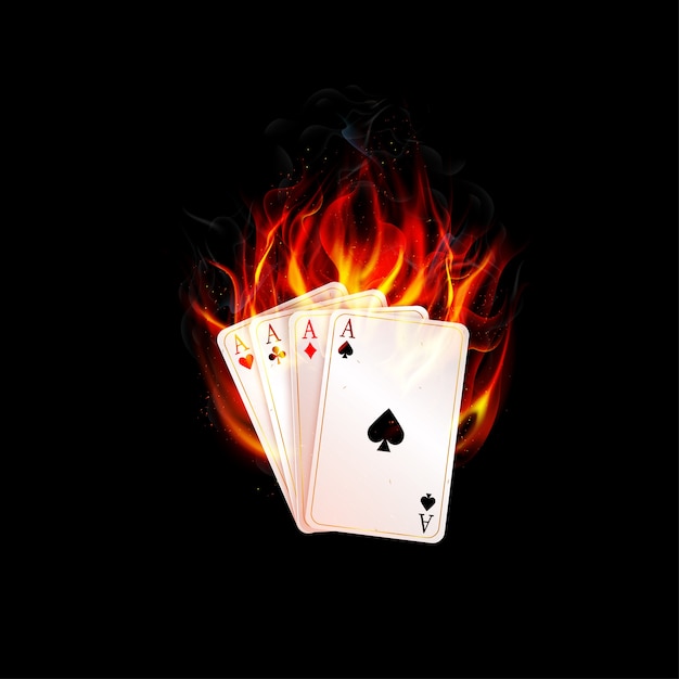 Premium Vector Aces Card Burning Fire On A Black Background