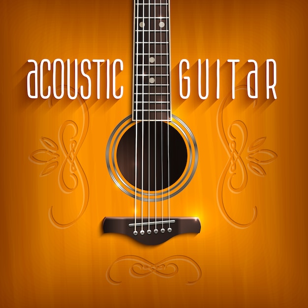 アコースティックギターの背景 無料のベクター