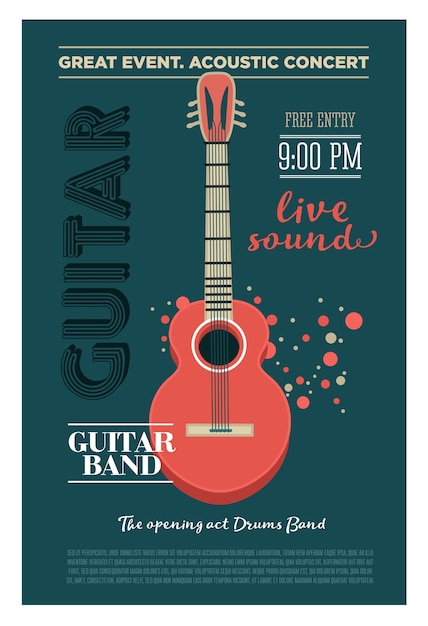 Premium Vector | Acoustic guitar concert flyer template