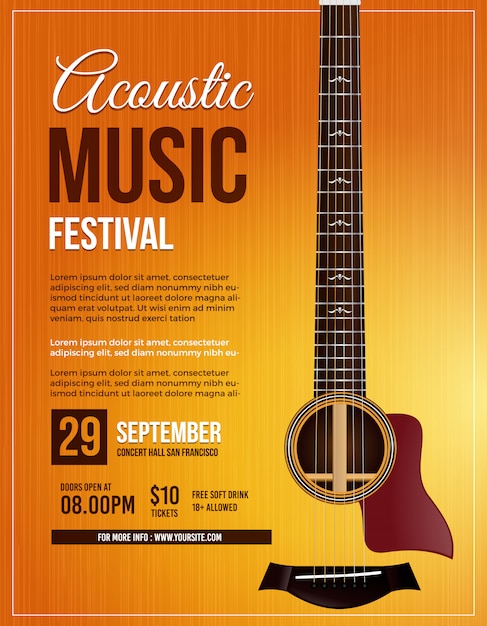 Premium Vector | Acoustic music guitar poster