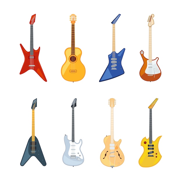 Premium Vector | Acoustic and rock guitar