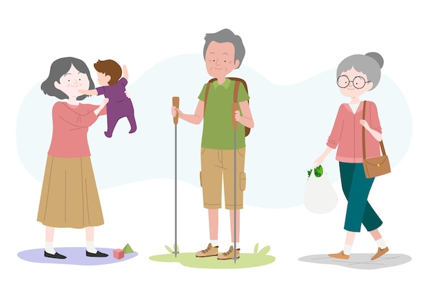 Free Vector | Active elderly people