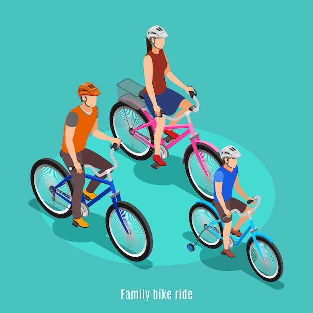 Download Free Vector | Active family isometric with father son and ...