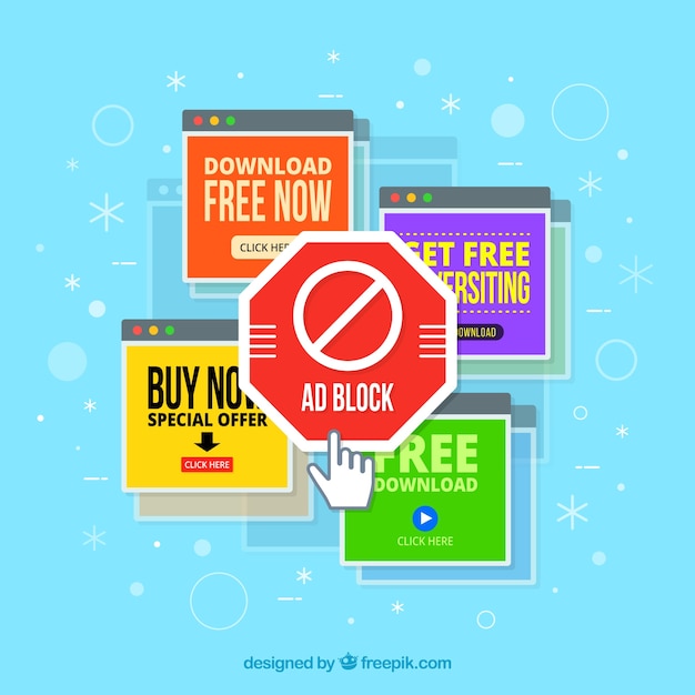  Ad  block concept with flat design Free Vector 