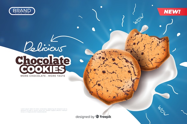 Download Free Vector Ad Template For Cookies With Doodles
