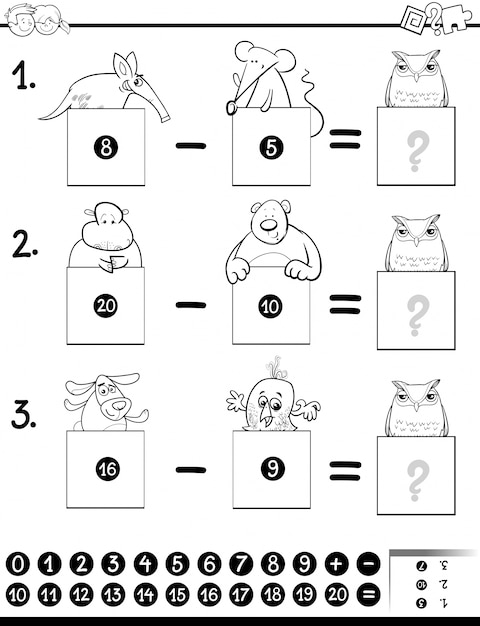 Premium Vector Addition Educational Game Coloring Page