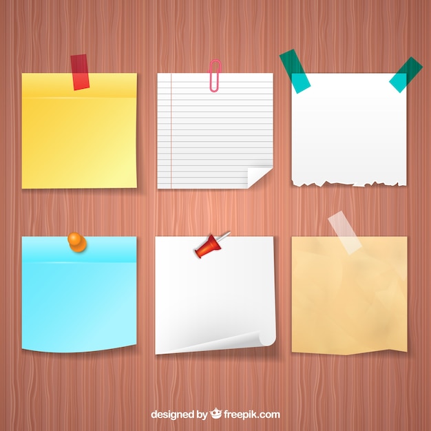 Adhesive notes in realistic style Premium Vector