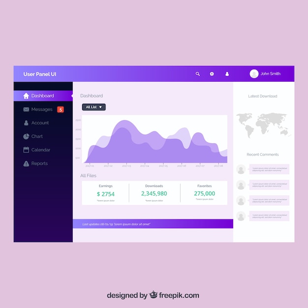 Download Free Download This Free Vector Admin Dashboard Panel Template With Flat Design Use our free logo maker to create a logo and build your brand. Put your logo on business cards, promotional products, or your website for brand visibility.