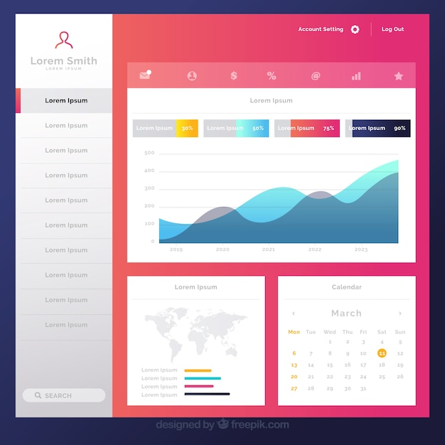 Download Free Admin Dashboard Panel With Gradient Style Free Vector Use our free logo maker to create a logo and build your brand. Put your logo on business cards, promotional products, or your website for brand visibility.