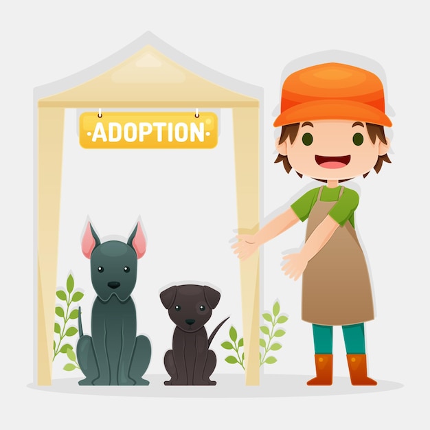 Free Vector | Adopt a pet concept with woman and dogs