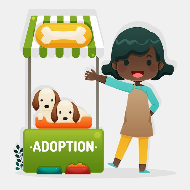 Free Vector | Adopt a pet concept withwoman and dogs illustration