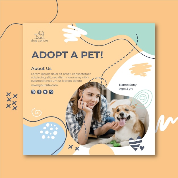 Free Vector Adopt a pet flyer template