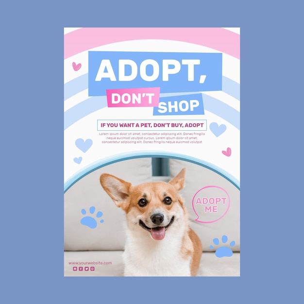 Premium Vector | Adopt A Pet Flyer Template