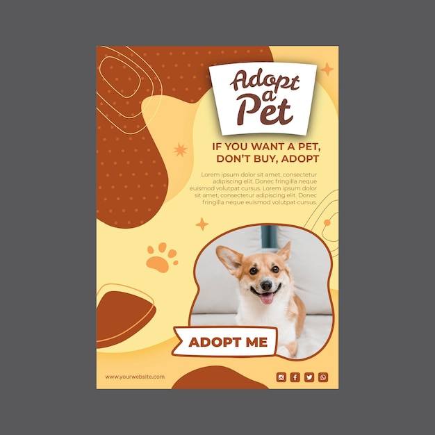 Premium Vector | Adopt a pet flyer vertical