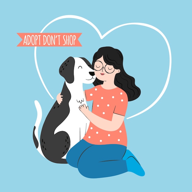 Free Vector | Adopt a pet with woman holding dog