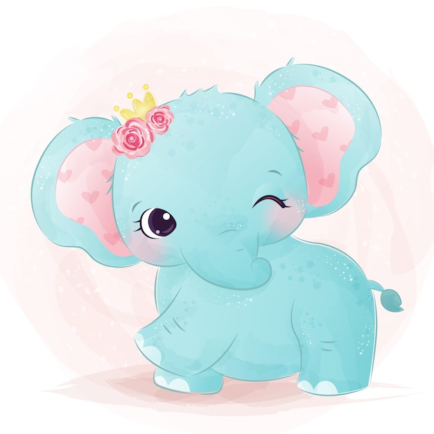 Download Premium Vector | Adorable baby elephant watercolor