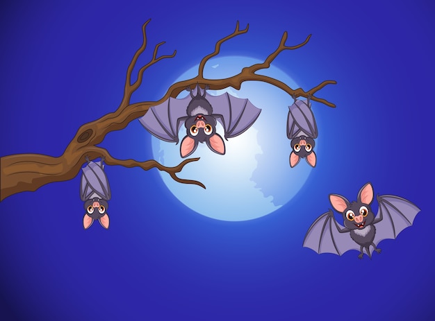 Premium Vector | Adorable bat cartoon sleeping and flying