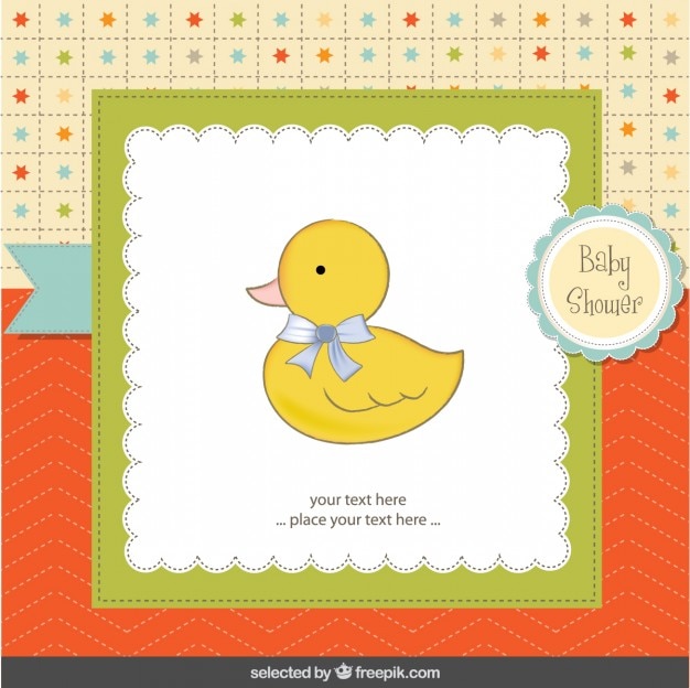 Adorable duck with lopp baby shower card