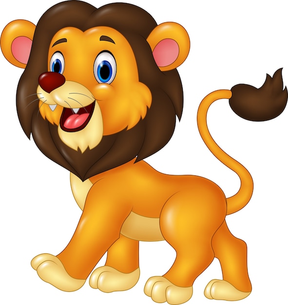Premium Vector | Adorable lion cartoon walking isolated on white background