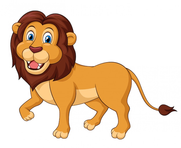 Premium Vector | Adorable lion walking cartoon