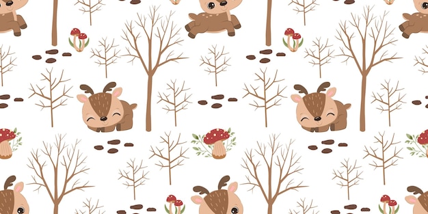 Premium Vector | Adorable reindeer seamless pattern for children fabric