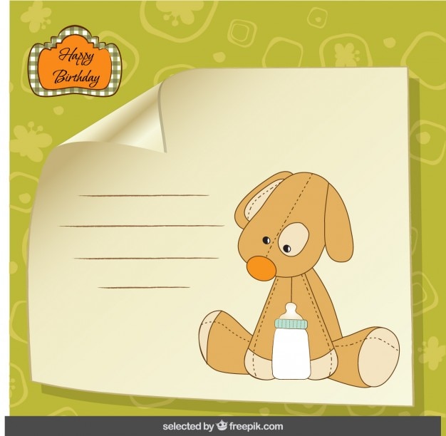 Download Adorable teddy dog birthday card Vector | Free Download