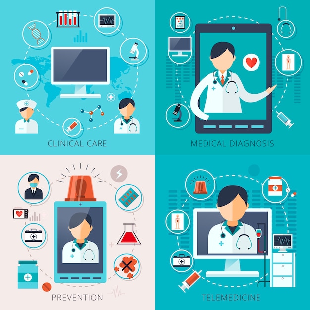 Premium Vector | Adorable telemedicine concept collection in flat style