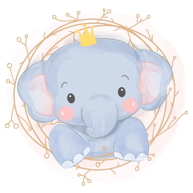 Download Premium Vector | Adorable watercolor baby elephant