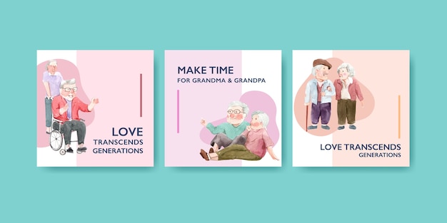 Download Free Vector Ads Template With National Grandparents Day Concept Design
