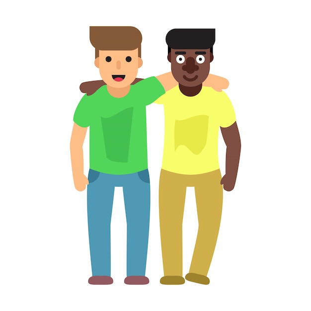 Premium Vector | Adult Guys, Two Best Friends. Friendship Flat Illustration