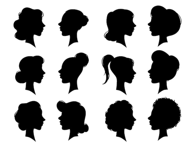 Premium Vector Adult And Young Womans Vintage Side Faces Silhouette 9287