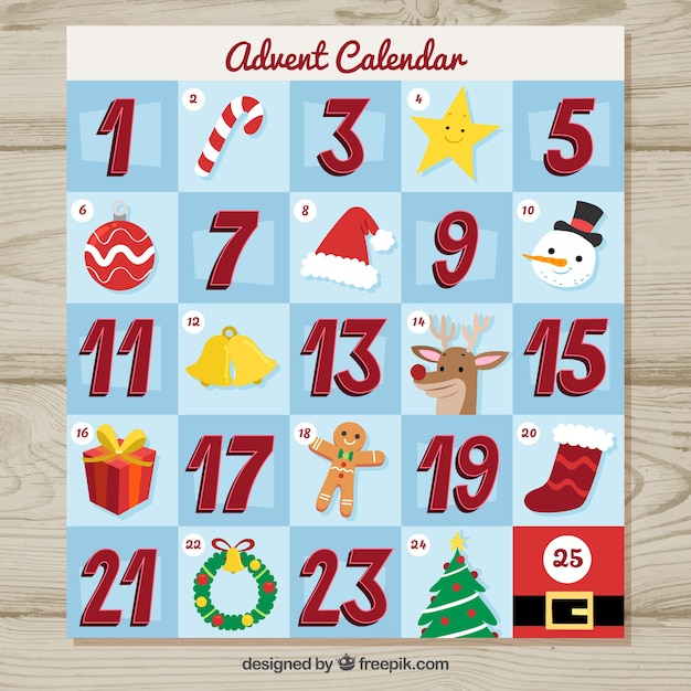 Free Vector | Advent calendar in red and blue tones