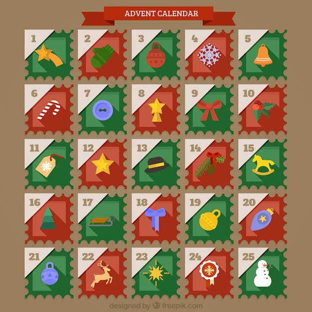 Free Vector Advent calendar in vintage style