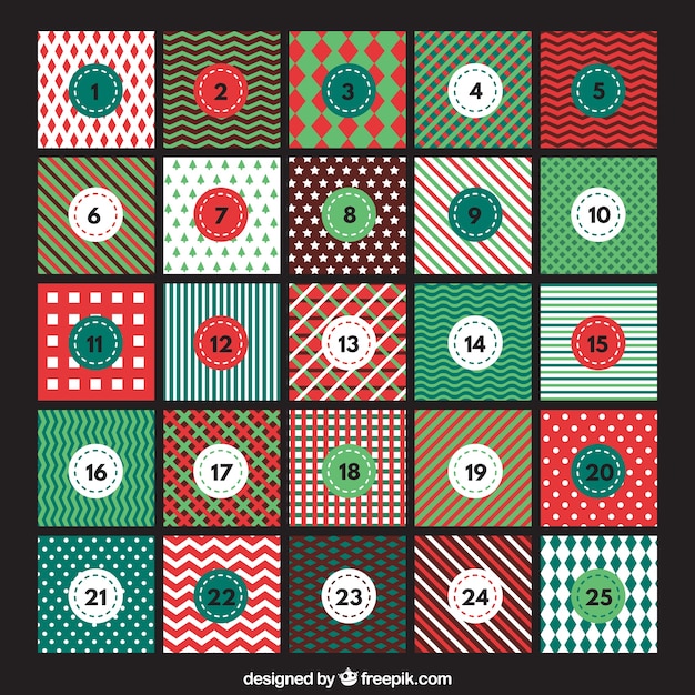 Free Vector Advent calendar with abstract designs