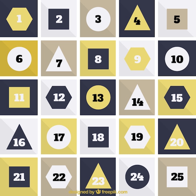 Free Vector Advent calendar with geometric shapes