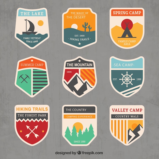 Adventure badges in vintage style