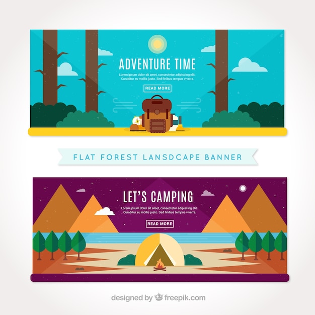 Adventure banners in flat design