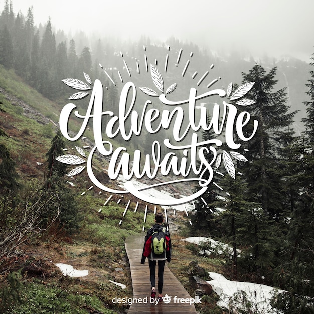 Free Vector | Adventure lettering with photo