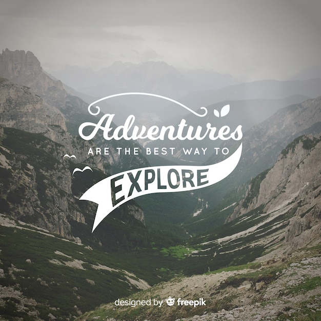 Adventure lettering with photo | Free Vector