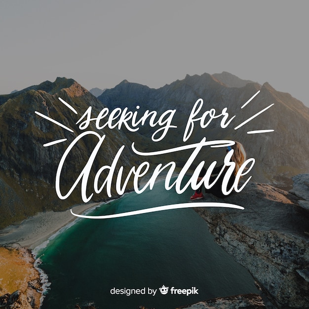 Adventure lettering with photo Vector | Free Download