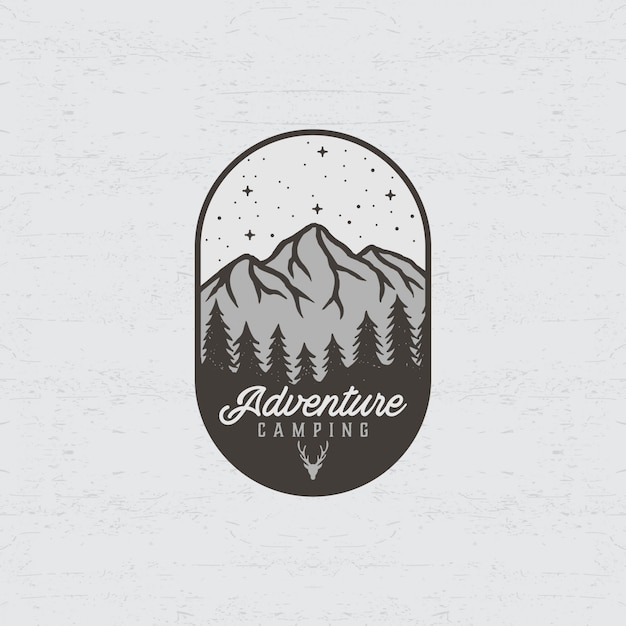 Premium Vector | Adventure logo with mountain and forest illustrations